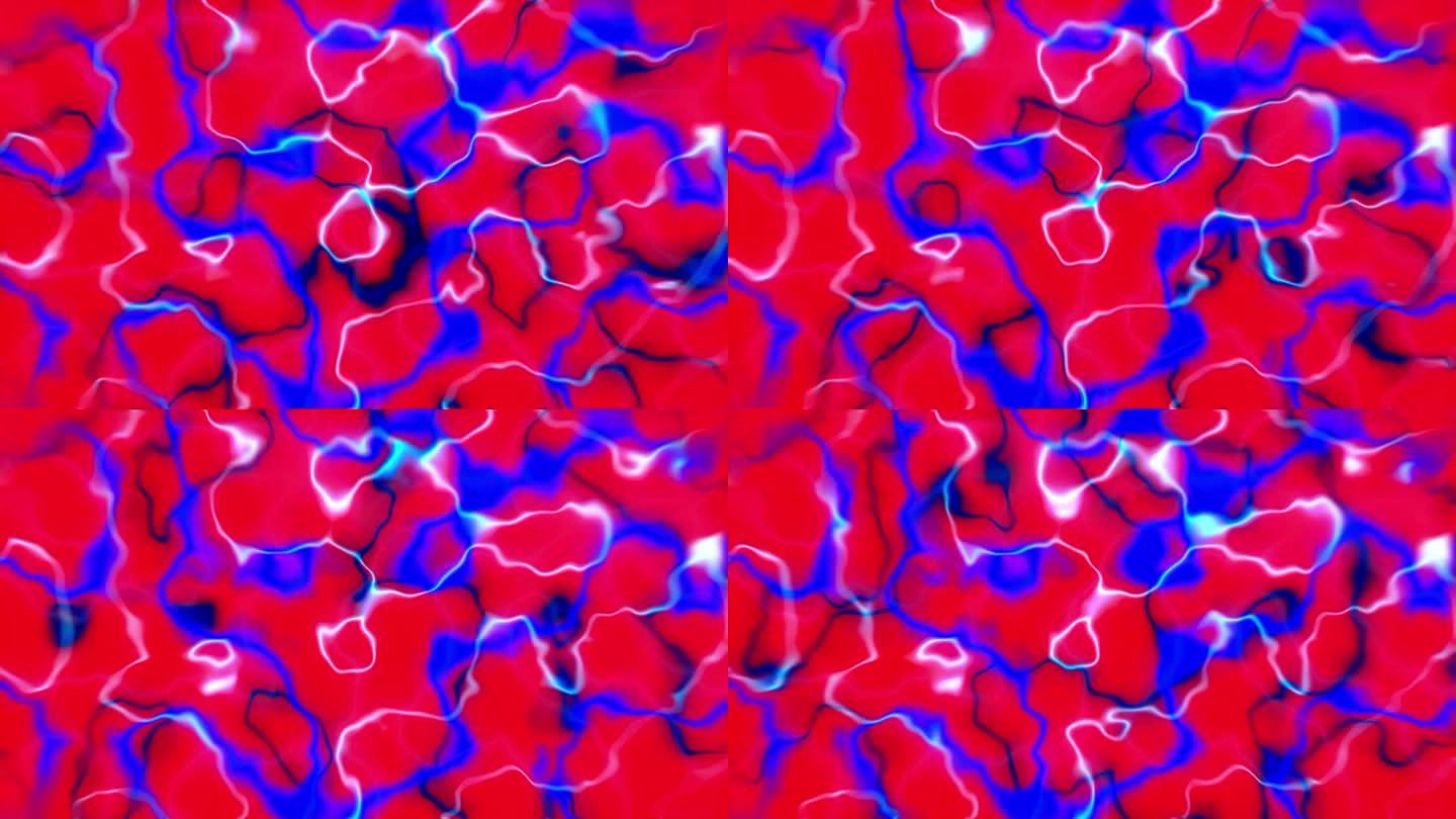 霓虹辉光线抽象循环3D动画粒子血细胞光运动图形弯曲动脉静脉能量背景视觉效果色彩液体艺术4K红蓝