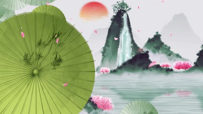 《如画江南》中国风山水画背景视频