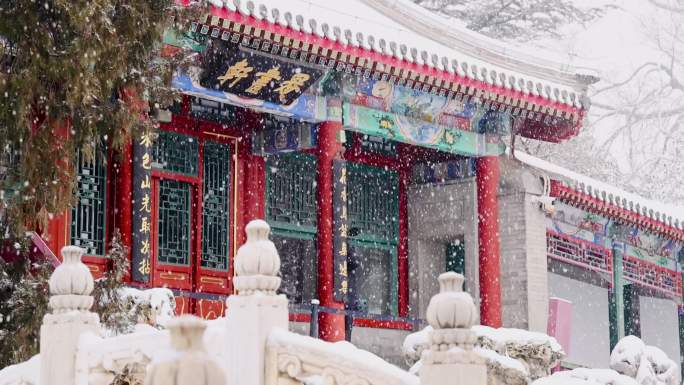 实拍北京2023年初雪北海公园飘雪雪景