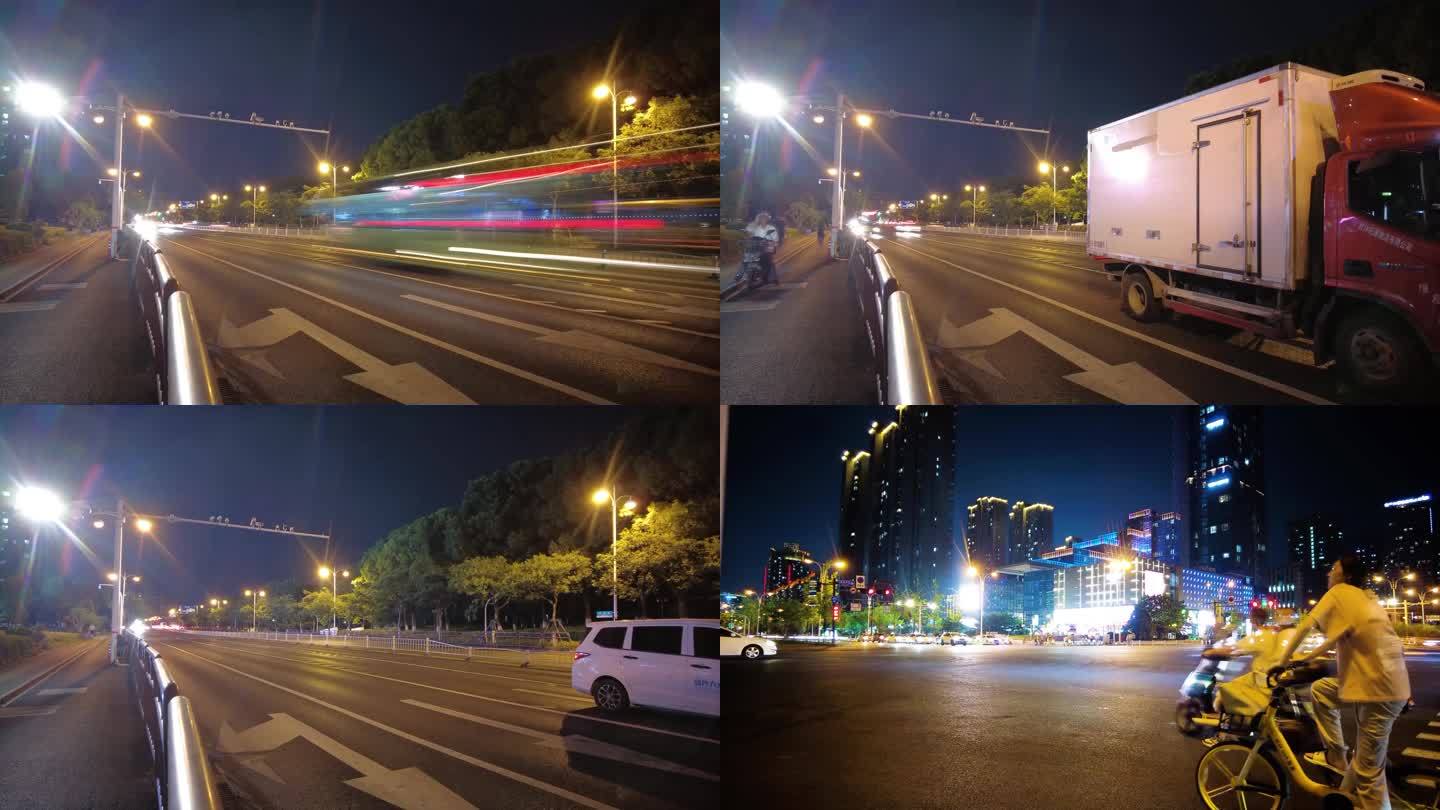 城市夜景车辆车流延时摄影4