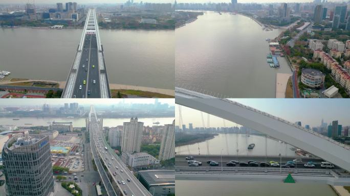上海市黄浦江卢浦大桥高架桥车流视频素材航