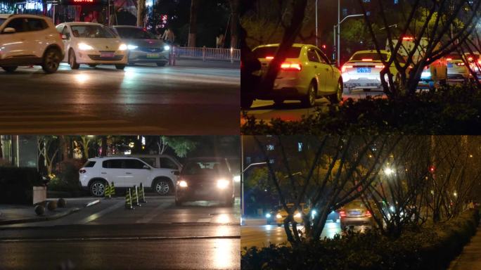 夜晚城市马路汽车车辆车流夜景视频素材9