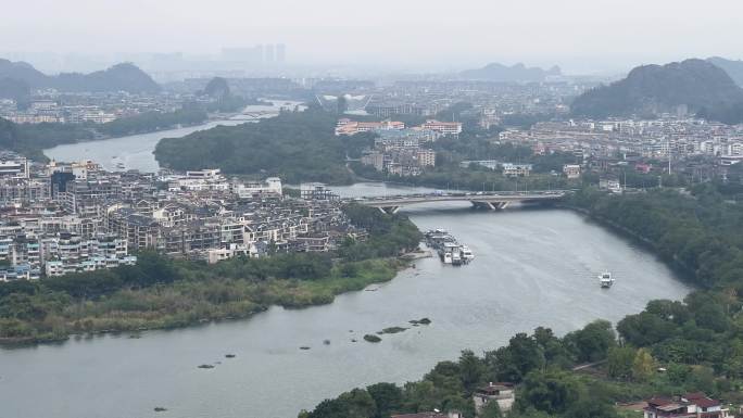 原创4k广西桂林城市中心漓江风景视频