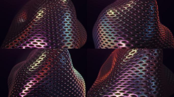 3D斑点变形，圆孔网格，纹理外壳，无缝循环，生物技术，未来主义，黏液