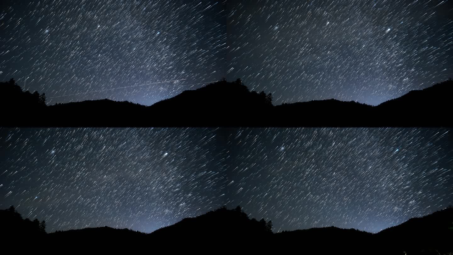 双子座流星雨星空星轨延时摄影