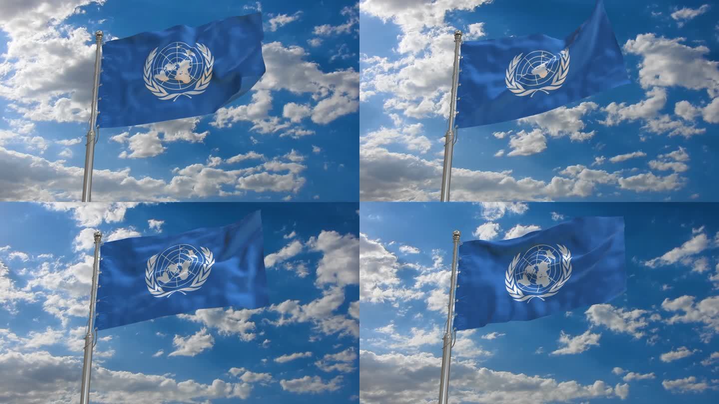 联合国logo 联合国 联合国旗帜飘扬