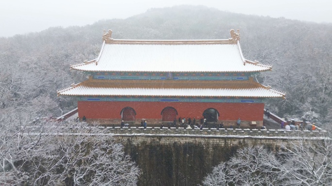 明孝陵雪景航拍