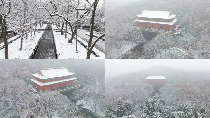 明孝陵雪景航拍