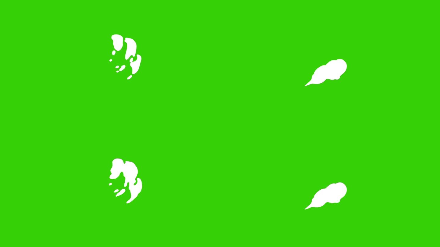 绿色屏幕背景上的卡通烟雾动画循环-视频元素效果