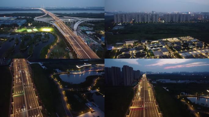 南京杏湖公园夜景 和燕快速路浦义公路夜景