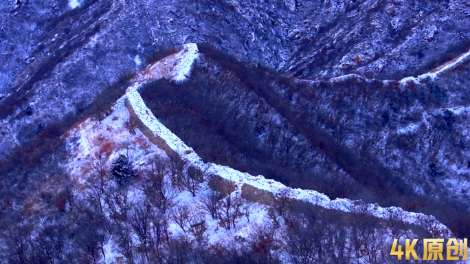 航拍长城雪景 古长城 北齐长城 中国风