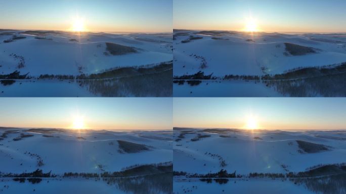 大兴安岭冬日暖阳极寒雪景