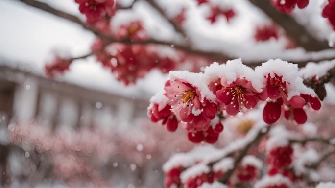 唯美雪景冬天冬季梅花梅花大寒梅花腊八节