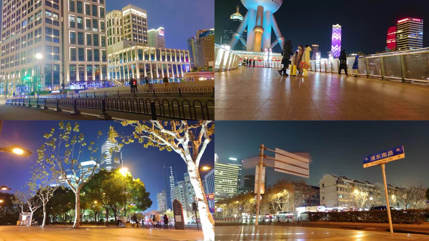 上海市闹市街头人流延时夜晚夜景视频素材