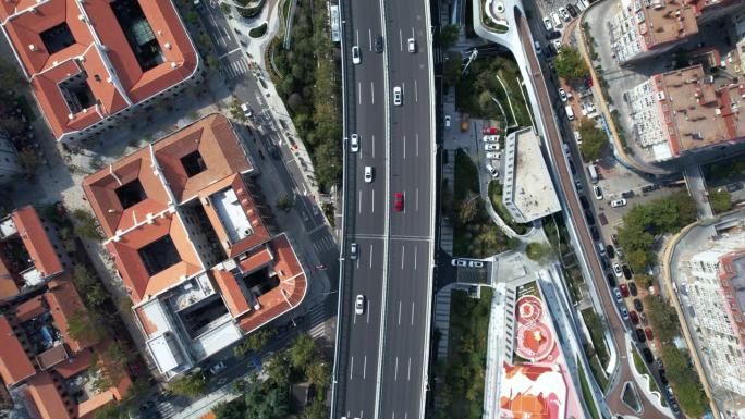 中国青岛城市交通鸟瞰图