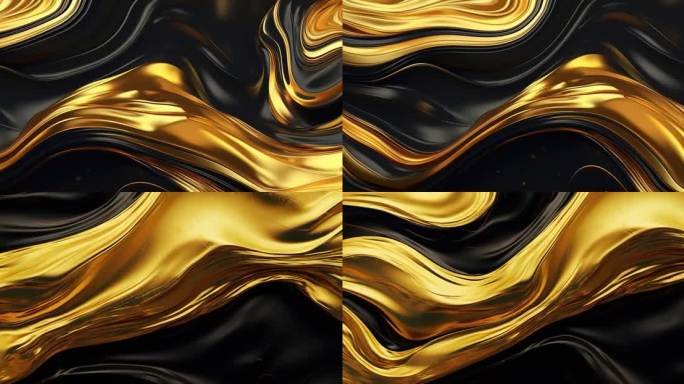 液态抽象艺术丝绸液态流体黑金2款