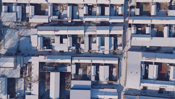 无人机航拍 俯拍 鸟瞰雪后的村庄1