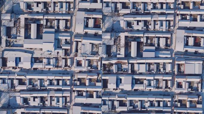 无人机航拍 俯拍 鸟瞰雪后的村庄1