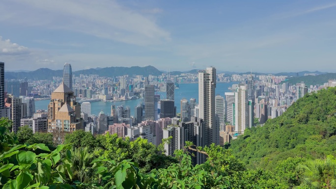 【原创4K】香港维港中环晴天城市天际线