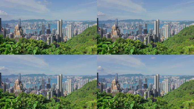 【原创4K】香港维港中环晴天城市天际线