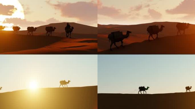 大漠沙漠骆驼驼队商队丝绸之路宽屏超宽屏
