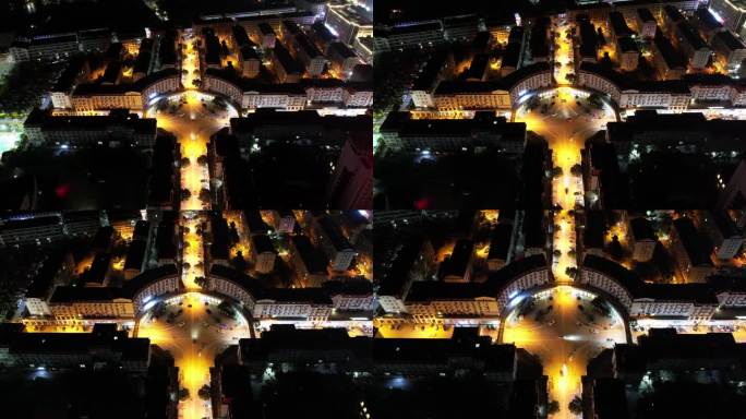 台州温岭大溪商业街夜景航拍
