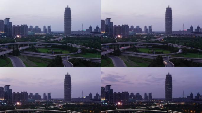 郑州市会展中心CBD大玉米延时摄影车流