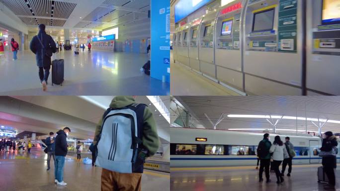 上海虹桥火车站人山人海春运乘客人流视频素