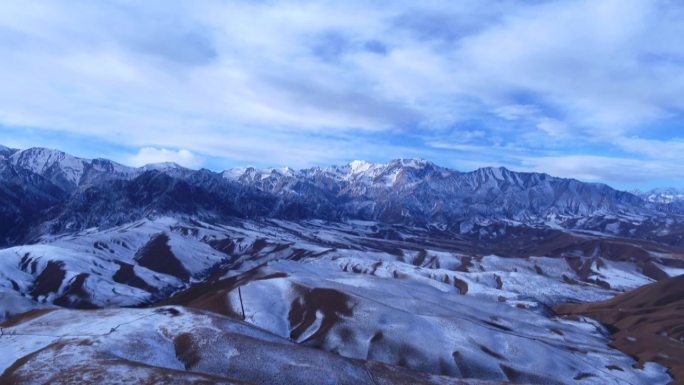 新疆和田昆仑山雪景延时航拍