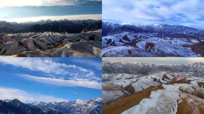 新疆和田昆仑山雪景延时航拍