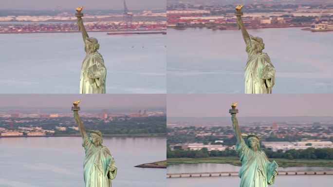 纽约日出时的空中自由女神像