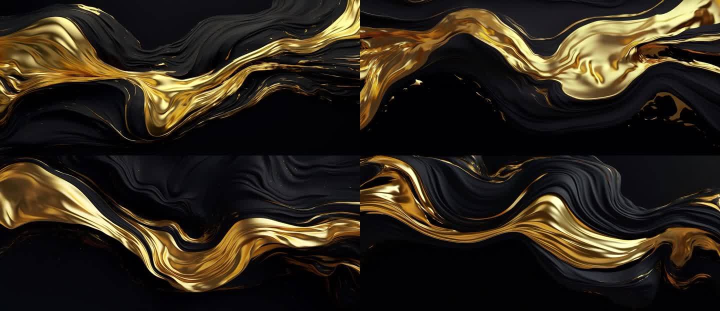 5K液态抽象艺术丝绸液态流体黑金5款