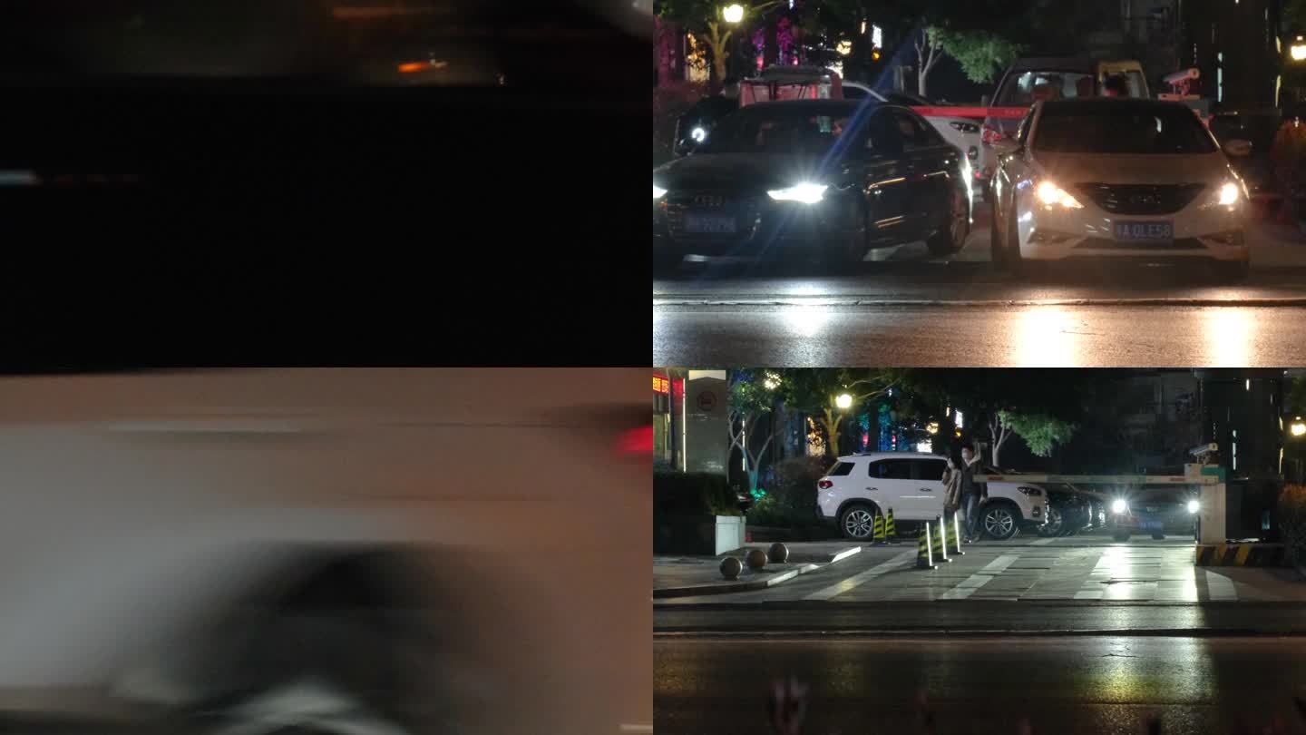 夜晚城市街头汽车车流人流夜景视频素材4