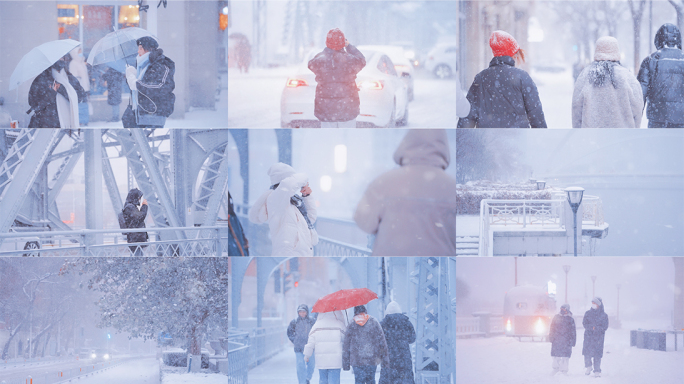 冬天城市下雪唯美雪景