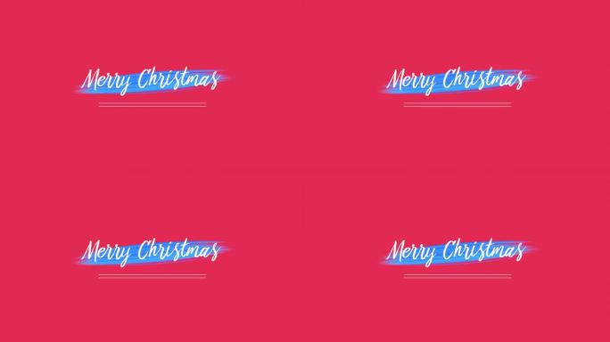 圣诞快乐的文字与蓝色刷在红色的背景