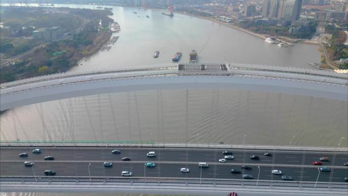 上海市黄浦区延安东路立交桥车流航拍延时风