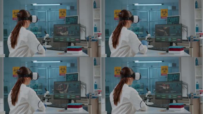 微生物学专家在实验室使用vr眼镜