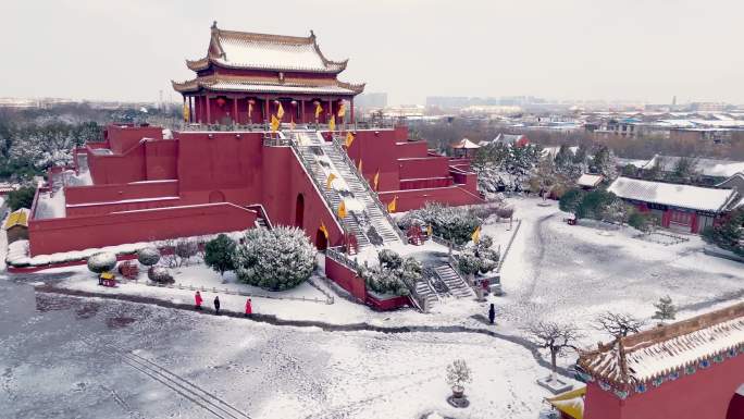 宋朝 开封 雪景 汴京古建筑 雪