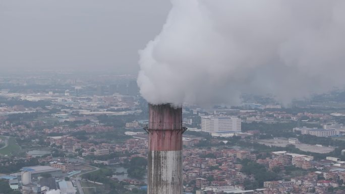 4k大烟囱污染排放航拍