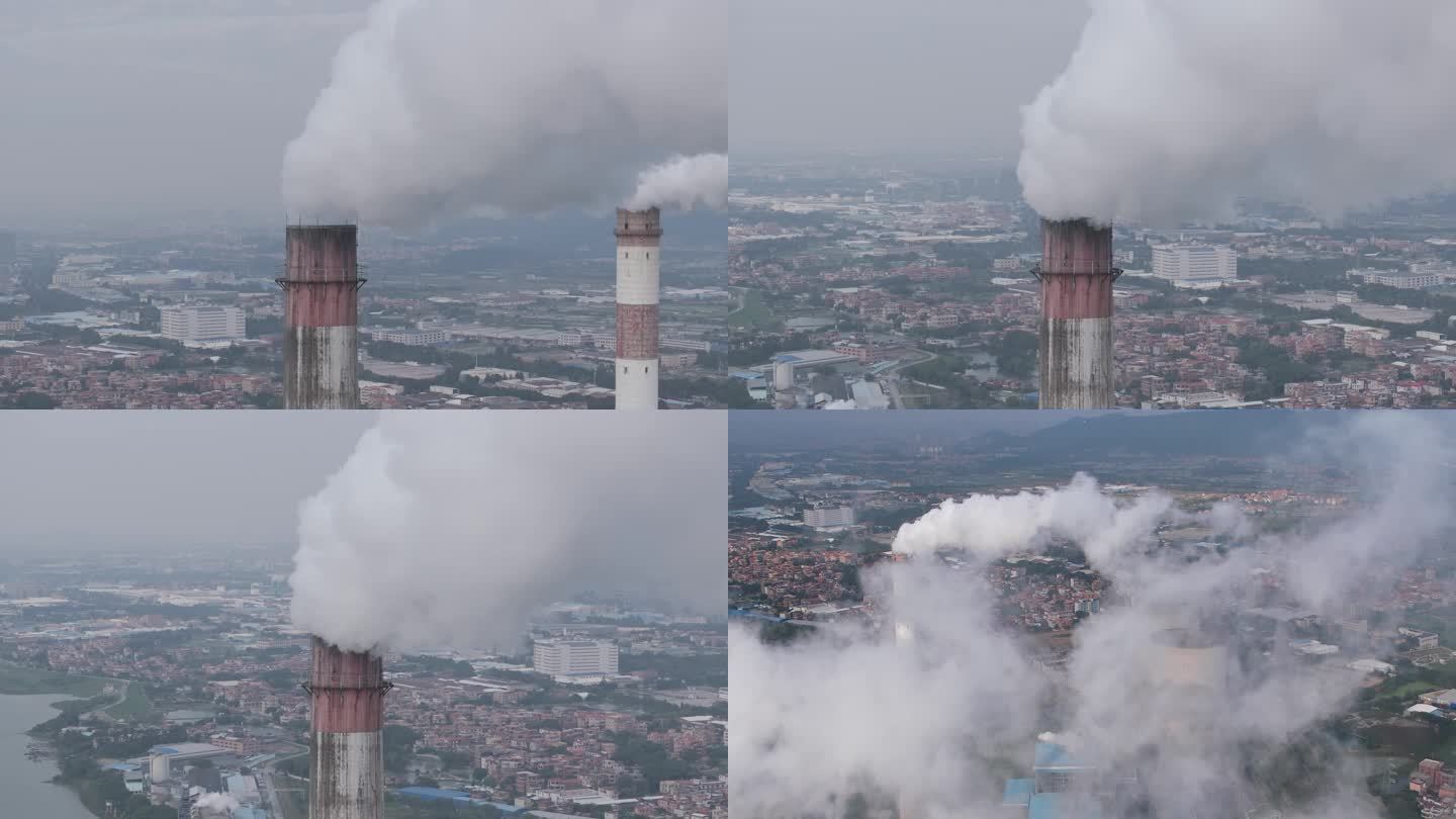 4k大烟囱污染排放航拍