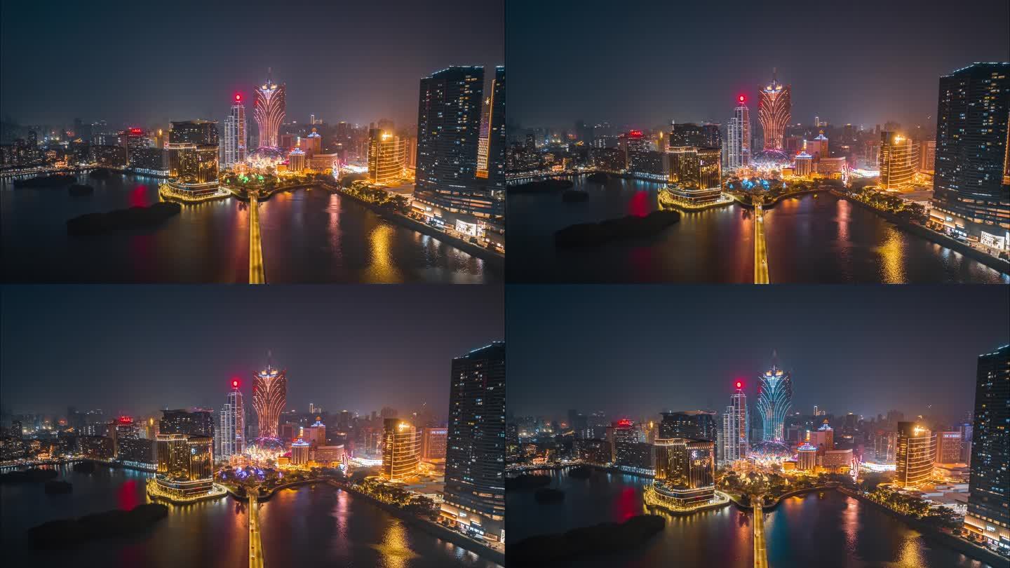 澳门夜景航拍延时