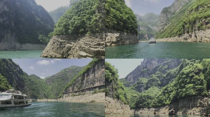 长江三峡两岸游船风景山水自然大好河山4k