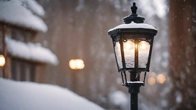 唯美雪景冬天城市夜景城市夜晚雪景大寒雪景