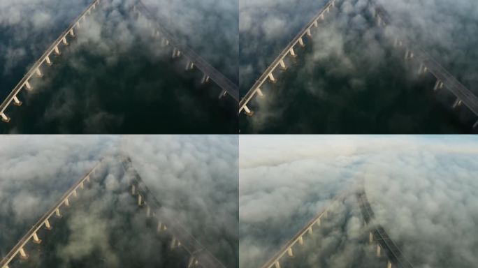 云海中的大桥航拍