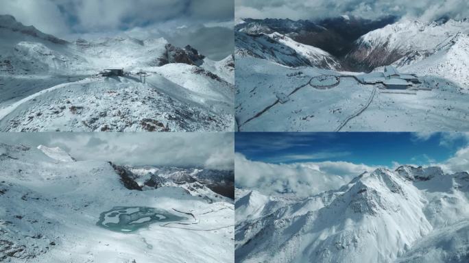 雪山冰川航拍4k