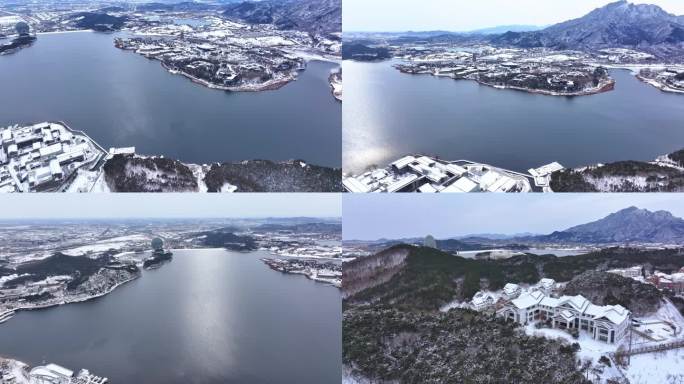 怀柔雁栖湖雪景 航拍雁栖湖雪景