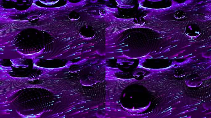 玻璃球周围的数据波或水波。毛圈。点地形紫波。光线轨迹。大数据。
