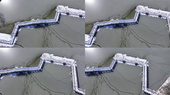 航拍湖泊结冰