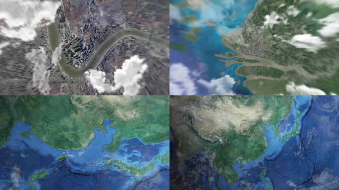 上海地面到太空 遨游俯瞰地球 地面到太空