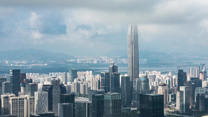 深圳城市天际线平安大厦深圳市大景全景